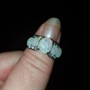 Elegant Opal and Silver Women's Ring